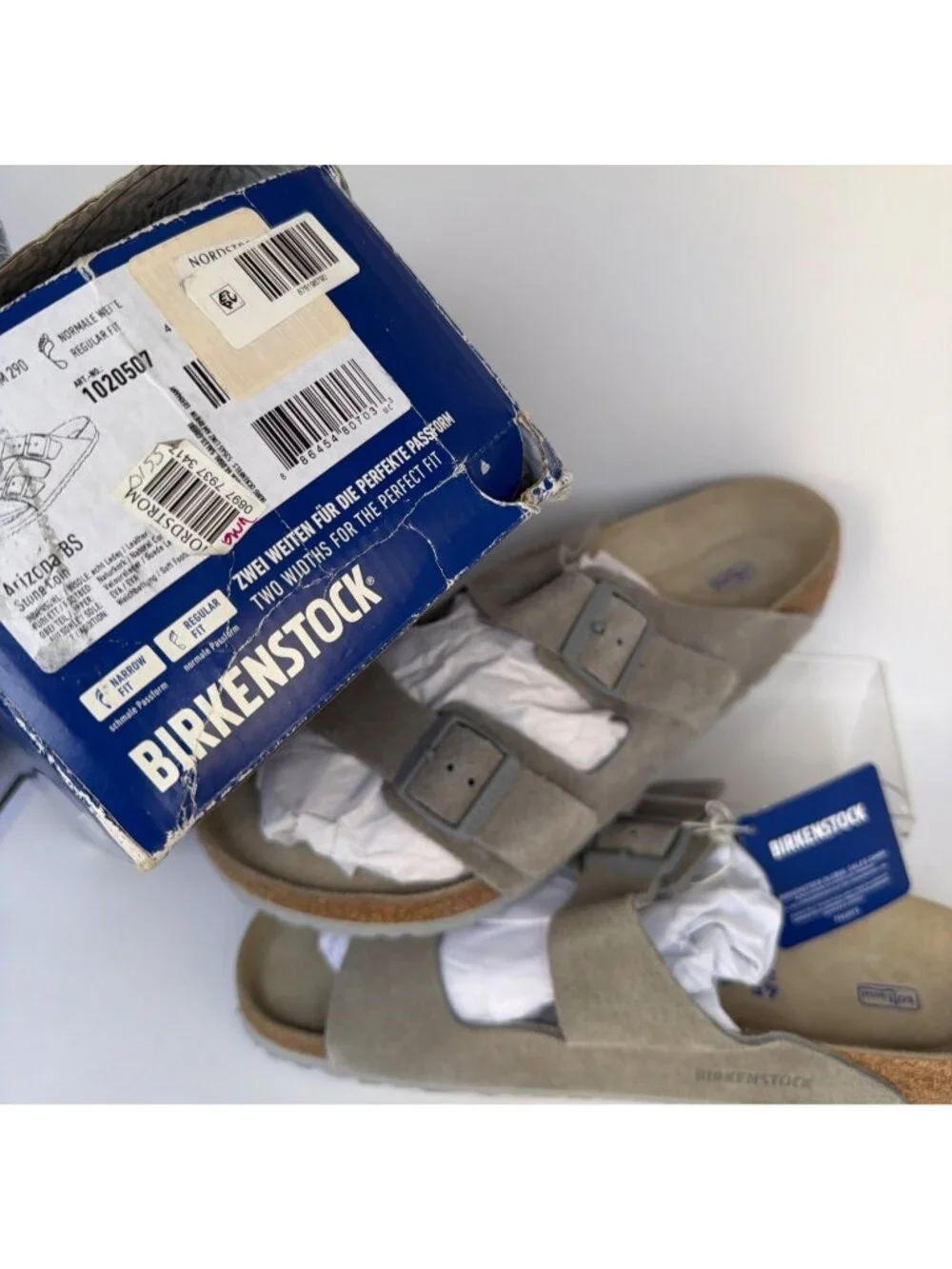 Birkenstock Arizona Suede Unisex Sandals Stone Coin Gray Men Size 45 - Picture 10 of 10